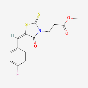 molecular formula C14H12FNO3S2 B4736956 methyl 3-[(5E)-5-(4-fluorobenzylidene)-4-oxo-2-thioxo-1,3-thiazolidin-3-yl]propanoate 