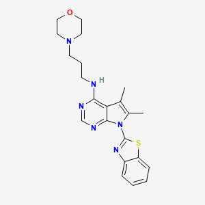 molecular formula C22H26N6OS B4737135 N-[7-(1,3-BENZOTHIAZOL-2-YL)-5,6-DIMETHYL-7H-PYRROLO[2,3-D]PYRIMIDIN-4-YL]-N-(3-MORPHOLINOPROPYL)AMINE 