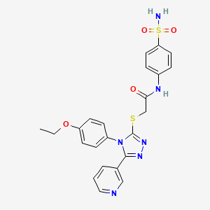 molecular formula C23H22N6O4S2 B4737172 N-[4-(aminosulfonyl)phenyl]-2-{[4-(4-ethoxyphenyl)-5-(3-pyridinyl)-4H-1,2,4-triazol-3-yl]sulfanyl}acetamide 