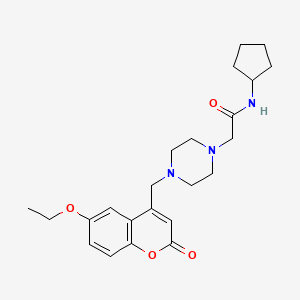 molecular formula C23H31N3O4 B4737294 N-cyclopentyl-2-{4-[(6-ethoxy-2-oxo-2H-chromen-4-yl)methyl]piperazin-1-yl}acetamide 