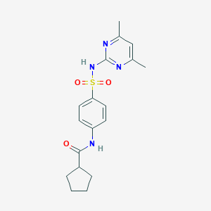 molecular formula C18H22N4O3S B473731 N-[4-[(4,6-dimethylpyrimidin-2-yl)sulfamoyl]phenyl]cyclopentanecarboxamide CAS No. 546099-79-0