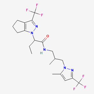 molecular formula C20H25F6N5O B4737331 N~1~-{2-METHYL-3-[5-METHYL-3-(TRIFLUOROMETHYL)-1H-PYRAZOL-1-YL]PROPYL}-2-[3-(TRIFLUOROMETHYL)-5,6-DIHYDROCYCLOPENTA[C]PYRAZOL-1(4H)-YL]BUTANAMIDE 