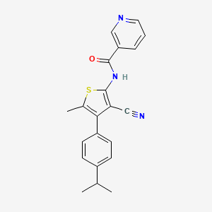 molecular formula C21H19N3OS B4737537 N-{3-cyano-5-methyl-4-[4-(propan-2-yl)phenyl]thiophen-2-yl}pyridine-3-carboxamide 