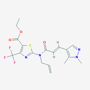 molecular formula C18H19F3N4O3S B4737560 ETHYL 2-{ALLYL[(E)-3-(1,5-DIMETHYL-1H-PYRAZOL-4-YL)-2-PROPENOYL]AMINO}-4-(TRIFLUOROMETHYL)-1,3-THIAZOLE-5-CARBOXYLATE 