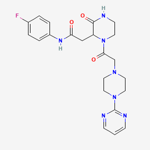 molecular formula C22H26FN7O3 B4737613 N-(4-fluorophenyl)-2-(3-oxo-1-{[4-(pyrimidin-2-yl)piperazin-1-yl]acetyl}piperazin-2-yl)acetamide 