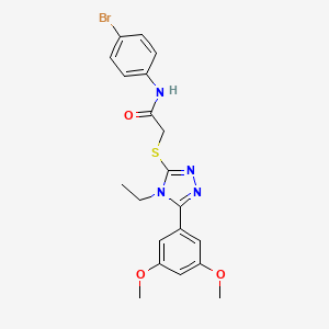 molecular formula C20H21BrN4O3S B4737763 N-(4-bromophenyl)-2-{[5-(3,5-dimethoxyphenyl)-4-ethyl-4H-1,2,4-triazol-3-yl]sulfanyl}acetamide 
