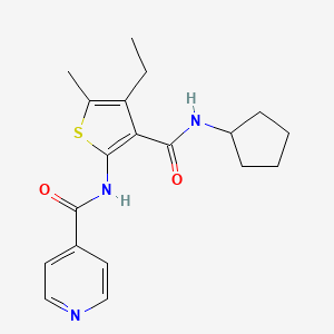 molecular formula C19H23N3O2S B4737984 N-[3-(cyclopentylcarbamoyl)-4-ethyl-5-methylthiophen-2-yl]pyridine-4-carboxamide 