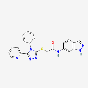 molecular formula C22H17N7OS B4738030 N-(1H-indazol-6-yl)-2-[(4-phenyl-5-pyridin-2-yl-1,2,4-triazol-3-yl)sulfanyl]acetamide 
