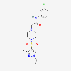 molecular formula C19H26ClN5O3S B4738047 N~1~-(5-CHLORO-2-METHYLPHENYL)-2-{4-[(1-ETHYL-3-METHYL-1H-PYRAZOL-4-YL)SULFONYL]PIPERAZINO}ACETAMIDE 