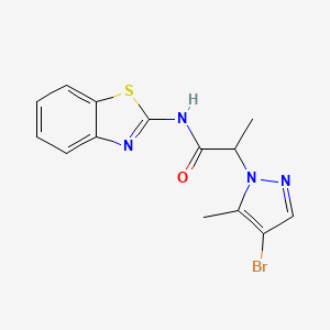 molecular formula C14H13BrN4OS B4738079 N-(1,3-benzothiazol-2-yl)-2-(4-bromo-5-methyl-1H-pyrazol-1-yl)propanamide 