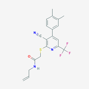 molecular formula C20H18F3N3OS B4738228 N~1~-ALLYL-2-{[3-CYANO-4-(3,4-DIMETHYLPHENYL)-6-(TRIFLUOROMETHYL)-2-PYRIDYL]SULFANYL}ACETAMIDE 