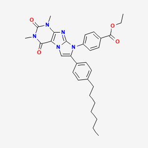 molecular formula C31H35N5O4 B4738426 ETHYL 4-[7-(4-HEPTYLPHENYL)-1,3-DIMETHYL-2,4-DIOXO-1H,2H,3H,4H,8H-IMIDAZO[1,2-G]PURIN-8-YL]BENZOATE 