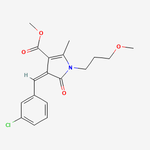 molecular formula C18H20ClNO4 B4738540 METHYL (4Z)-4-[(3-CHLOROPHENYL)METHYLIDENE]-1-(3-METHOXYPROPYL)-2-METHYL-5-OXO-4,5-DIHYDRO-1H-PYRROLE-3-CARBOXYLATE 
