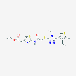 molecular formula C20H25N5O3S3 B4738664 ethyl {2-[({[4-ethyl-5-(4-ethyl-5-methyl-3-thienyl)-4H-1,2,4-triazol-3-yl]thio}acetyl)amino]-1,3-thiazol-4-yl}acetate 
