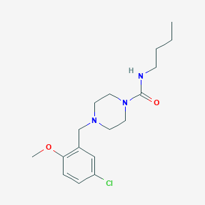 molecular formula C17H26ClN3O2 B4738899 N-butyl-4-[(5-chloro-2-methoxyphenyl)methyl]piperazine-1-carboxamide 