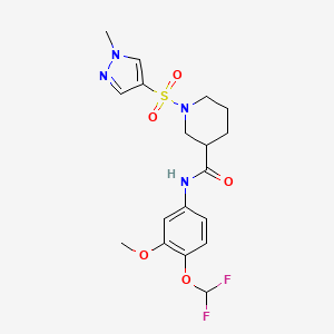 molecular formula C18H22F2N4O5S B4739107 N~3~-[4-(DIFLUOROMETHOXY)-3-METHOXYPHENYL]-1-[(1-METHYL-1H-PYRAZOL-4-YL)SULFONYL]-3-PIPERIDINECARBOXAMIDE 