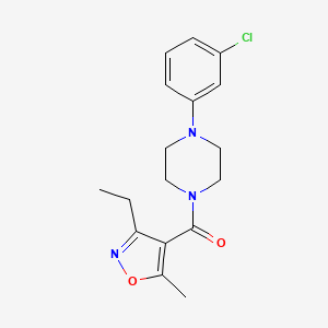 molecular formula C17H20ClN3O2 B4739138 Methanone, [4-(3-chlorophenyl)-1-piperazinyl](3-ethyl-5-methyl-4-isoxazolyl)- 