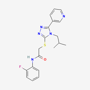 molecular formula C19H20FN5OS B4739236 N-(2-fluorophenyl)-2-{[4-(2-methylpropyl)-5-(pyridin-3-yl)-4H-1,2,4-triazol-3-yl]sulfanyl}acetamide 