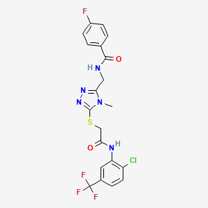 molecular formula C20H16ClF4N5O2S B4739302 N-[[5-[2-[2-chloro-5-(trifluoromethyl)anilino]-2-oxoethyl]sulfanyl-4-methyl-1,2,4-triazol-3-yl]methyl]-4-fluorobenzamide 