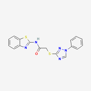 molecular formula C17H13N5OS2 B4739701 N-(1,3-benzothiazol-2-yl)-2-[(1-phenyl-1,2,4-triazol-3-yl)sulfanyl]acetamide 