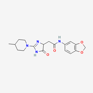 molecular formula C18H22N4O4 B4739837 N-(1,3-benzodioxol-5-yl)-2-[2-(4-methylpiperidin-1-yl)-5-oxo-1,4-dihydroimidazol-4-yl]acetamide 