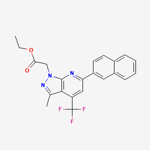 molecular formula C22H18F3N3O2 B4740064 ETHYL 2-[3-METHYL-6-(2-NAPHTHYL)-4-(TRIFLUOROMETHYL)-1H-PYRAZOLO[3,4-B]PYRIDIN-1-YL]ACETATE 