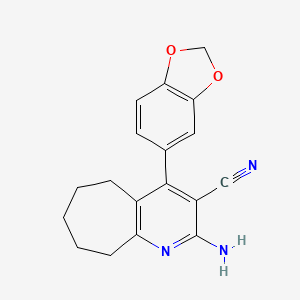 molecular formula C18H17N3O2 B4740148 2-AMINO-4-(1,3-BENZODIOXOL-5-YL)-6,7,8,9-TETRAHYDRO-5H-CYCLOHEPTA[B]PYRIDIN-3-YL CYANIDE 
