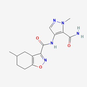 molecular formula C14H17N5O3 B4740170 N-(5-carbamoyl-1-methylpyrazol-4-yl)-5-methyl-4,5,6,7-tetrahydro-1,2-benzoxazole-3-carboxamide 