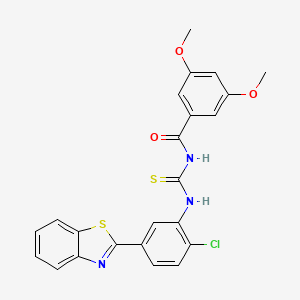 molecular formula C23H18ClN3O3S2 B4740362 N-{[5-(1,3-benzothiazol-2-yl)-2-chlorophenyl]carbamothioyl}-3,5-dimethoxybenzamide 