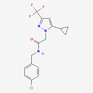 molecular formula C16H15ClF3N3O B4740363 N~1~-(4-CHLOROBENZYL)-2-[5-CYCLOPROPYL-3-(TRIFLUOROMETHYL)-1H-PYRAZOL-1-YL]ACETAMIDE 