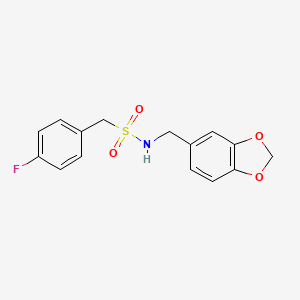 molecular formula C15H14FNO4S B4740503 N-[(2H-1,3-BENZODIOXOL-5-YL)METHYL]-1-(4-FLUOROPHENYL)METHANESULFONAMIDE 