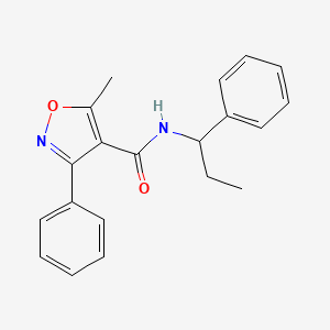 molecular formula C20H20N2O2 B4740571 5-methyl-3-phenyl-N-(1-phenylpropyl)-1,2-oxazole-4-carboxamide 