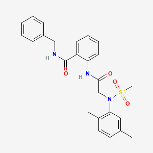 molecular formula C25H27N3O4S B4740577 N-benzyl-2-{[N-(2,5-dimethylphenyl)-N-(methylsulfonyl)glycyl]amino}benzamide 