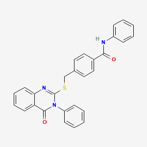 molecular formula C28H21N3O2S B4740591 4-{[(4-oxo-3-phenyl-3,4-dihydroquinazolin-2-yl)sulfanyl]methyl}-N-phenylbenzamide 