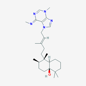 molecular formula C27H43N5O B047406 (4aS,7R,8S,8aR)-4,4,7,8-tetramethyl-8-[(E)-3-methyl-5-(3-methyl-6-methyliminopurin-7-yl)pent-3-enyl]-2,3,5,6,7,8a-hexahydro-1H-naphthalen-4a-ol CAS No. 114216-85-2