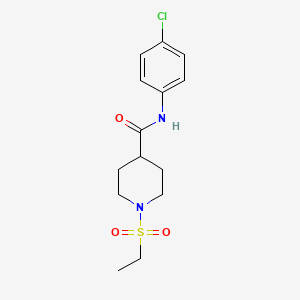 molecular formula C14H19ClN2O3S B4740653 N-(4-chlorophenyl)-1-(ethylsulfonyl)piperidine-4-carboxamide 