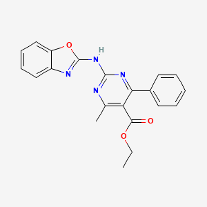 molecular formula C21H18N4O3 B4740790 Ethyl 2-(1,3-benzoxazol-2-ylamino)-4-methyl-6-phenylpyrimidine-5-carboxylate 