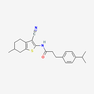 molecular formula C22H26N2OS B4741247 N-(3-cyano-6-methyl-4,5,6,7-tetrahydro-1-benzothiophen-2-yl)-3-[4-(propan-2-yl)phenyl]propanamide 
