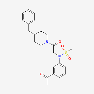molecular formula C23H28N2O4S B4742121 N-(3-acetylphenyl)-N-[2-(4-benzyl-1-piperidinyl)-2-oxoethyl]methanesulfonamide 
