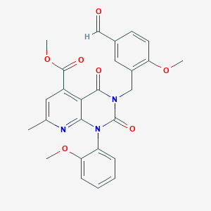 molecular formula C26H23N3O7 B4742370 METHYL 3-[(5-FORMYL-2-METHOXYPHENYL)METHYL]-1-(2-METHOXYPHENYL)-7-METHYL-2,4-DIOXO-1H,2H,3H,4H-PYRIDO[2,3-D]PYRIMIDINE-5-CARBOXYLATE 