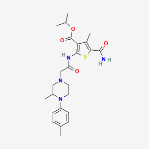 molecular formula C24H32N4O4S B4742422 isopropyl 5-(aminocarbonyl)-4-methyl-2-({[3-methyl-4-(4-methylphenyl)-1-piperazinyl]acetyl}amino)-3-thiophenecarboxylate 