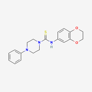 molecular formula C19H21N3O2S B4742564 N-(2,3-dihydro-1,4-benzodioxin-6-yl)-4-phenyl-1-piperazinecarbothioamide 