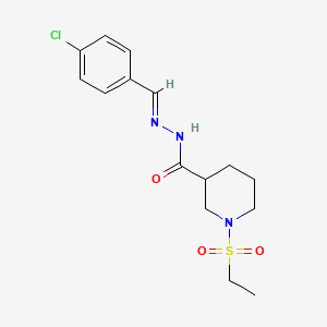 molecular formula C15H20ClN3O3S B4742851 N'-[(E)-(4-chlorophenyl)methylidene]-1-(ethylsulfonyl)piperidine-3-carbohydrazide 