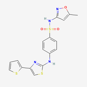 molecular formula C17H14N4O3S3 B4742867 N-(5-methyl-1,2-oxazol-3-yl)-4-[(4-thiophen-2-yl-1,3-thiazol-2-yl)amino]benzenesulfonamide 