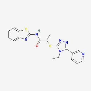 molecular formula C19H18N6OS2 B4742900 N-(1,3-benzothiazol-2-yl)-2-{[4-ethyl-5-(pyridin-3-yl)-4H-1,2,4-triazol-3-yl]sulfanyl}propanamide 