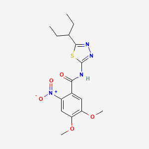 molecular formula C16H20N4O5S B4743174 N-[5-(1-ethylpropyl)-1,3,4-thiadiazol-2-yl]-4,5-dimethoxy-2-nitrobenzamide 