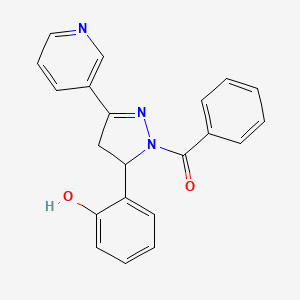 molecular formula C21H17N3O2 B4743280 [3-(2-Hydroxyphenyl)-5-pyridin-3-yl-3,4-dihydropyrazol-2-yl]-phenylmethanone 