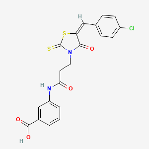 molecular formula C20H15ClN2O4S2 B4743285 3-[3-[(5E)-5-[(4-chlorophenyl)methylidene]-4-oxo-2-sulfanylidene-1,3-thiazolidin-3-yl]propanoylamino]benzoic acid 