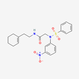 molecular formula C22H25N3O5S B4743296 N~1~-[2-(1-cyclohexen-1-yl)ethyl]-N~2~-(3-nitrophenyl)-N~2~-(phenylsulfonyl)glycinamide 