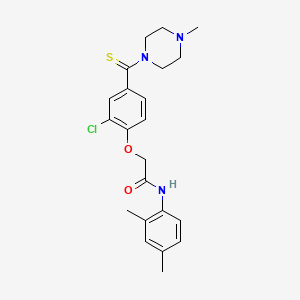 molecular formula C22H26ClN3O2S B4743377 2-{2-chloro-4-[(4-methyl-1-piperazinyl)carbonothioyl]phenoxy}-N-(2,4-dimethylphenyl)acetamide 